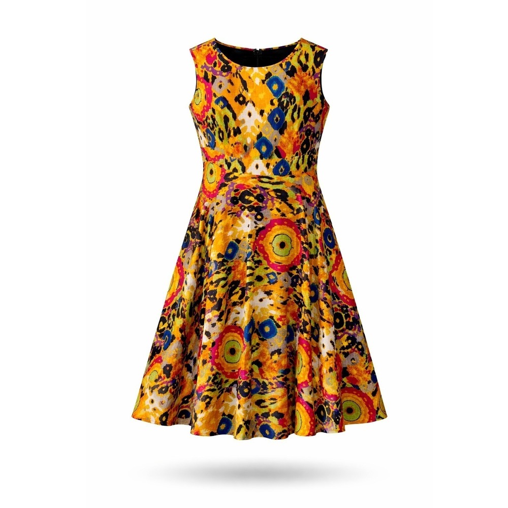Ashro Art Teacher Fit & Flare Dress Women 22W Abstract Maximalist Colorpop